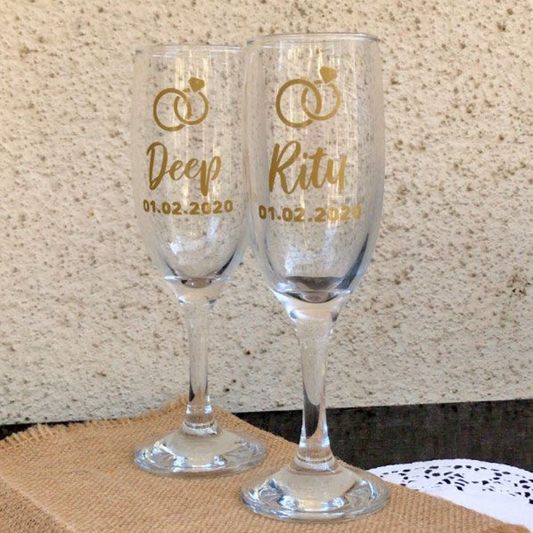 Customised Champagne Glasses for Couple ( Set of 2)