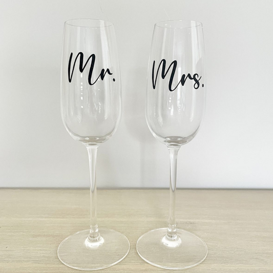 Customised Mr & Mrs Champagne Glasses ( Set Of 2)