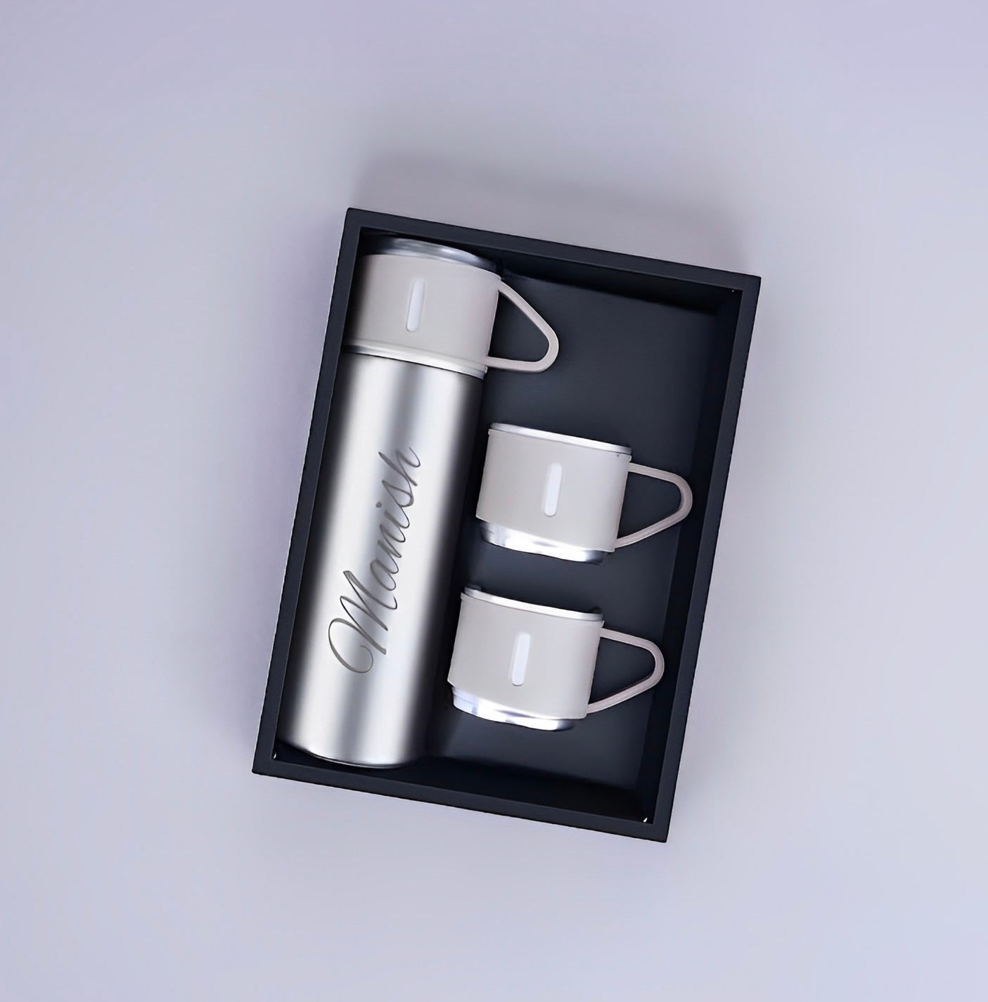 Customised Vacuum Insulated Flask Gift Set With 3 Cups