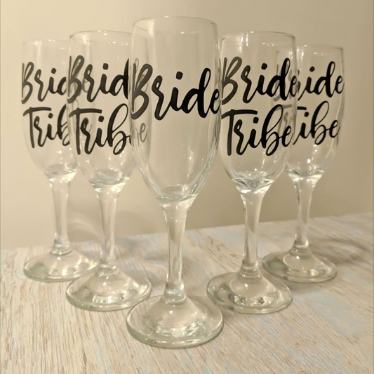Customised Champagne Glasses for Bride Tribe