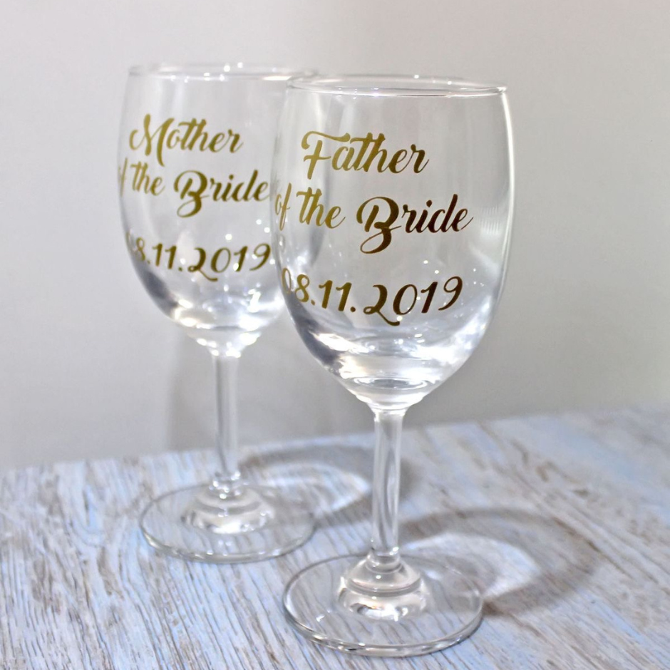 Customised Wine Glasses for Mother & Father of Bride ( Set of 2)