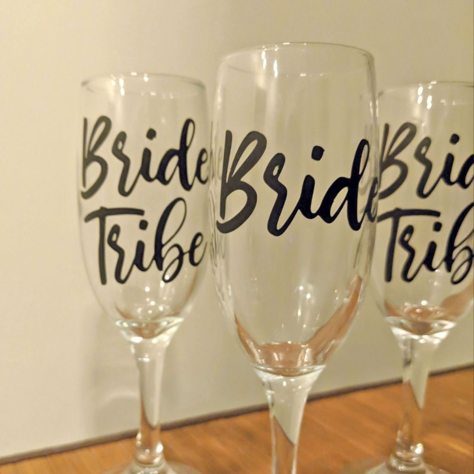 Customised Champagne Glasses for Bride Tribe