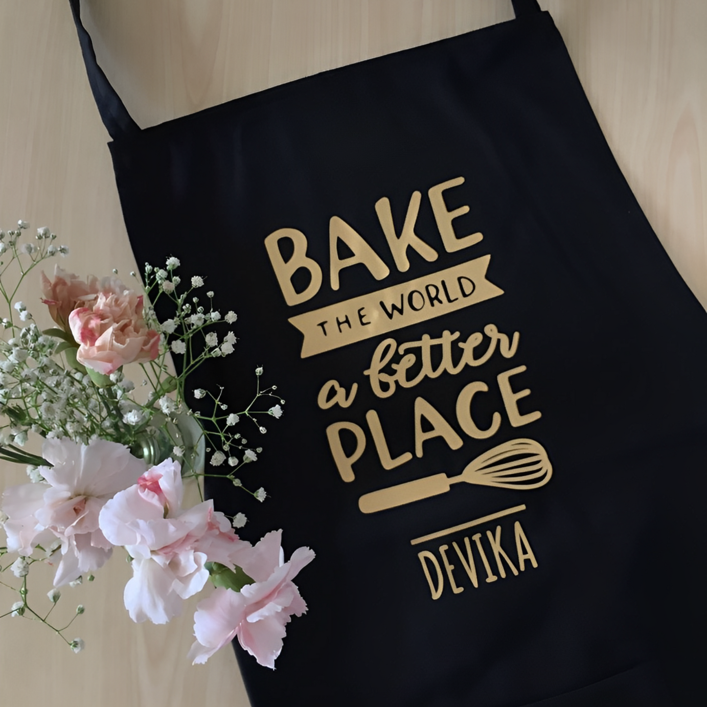 Customised Apron ( Bake the world a better place )