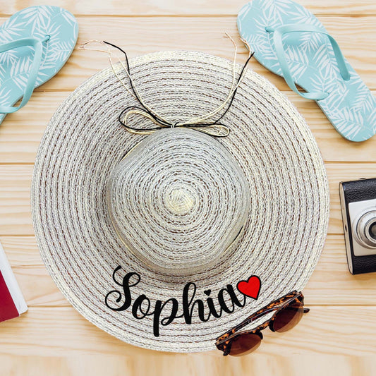 Personalised Beach Hat ( with Heart )
