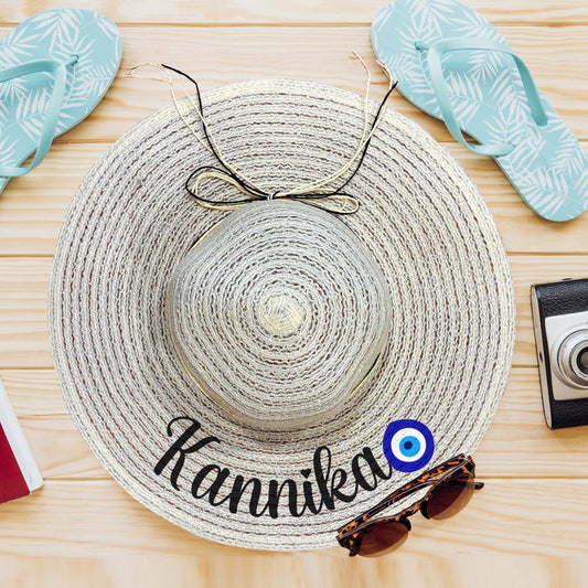 Personalised Beach Hat ( with Evil Eye )